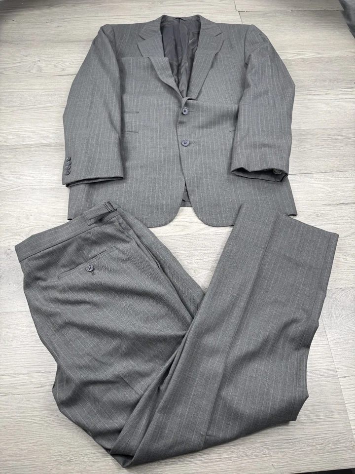 Traje de Lana Ralph Lauren Etiqueta Púrpura Gris Italia 42R Pantalones 36x30 Hecho a Mano Foto 2 de 4