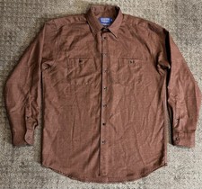 Vintage Pendleton 100 Pure Virgin Wool Brown Shirt Mens Size Large Long