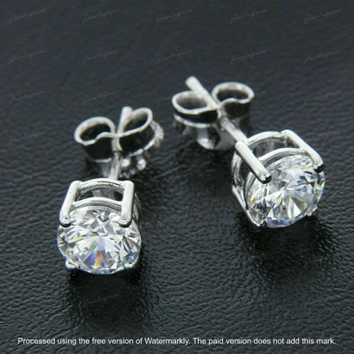2Ct Lab Created Diamond Solitaire Stud Earrings 14k White Gold Plated Silver