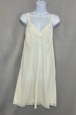 VTG ShadowLine Womens SZ 38 Off White Ivory Nightgown Lingerie Slip, Nylon NICE