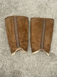 Repurposed Sheepskin UGG Leg Warmers – Wool Leather Boot Shoe Covers Tall Braid