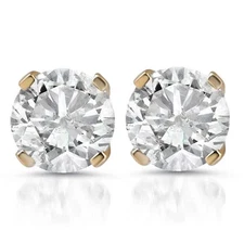 1ct TW Round Brilliant Cut Natural Diamond Studs 14K Yellow Gold