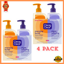 Clean Clear Day and Night Acne Face Wash, Oil-Free, 8 fl oz 4 Pack - NEW