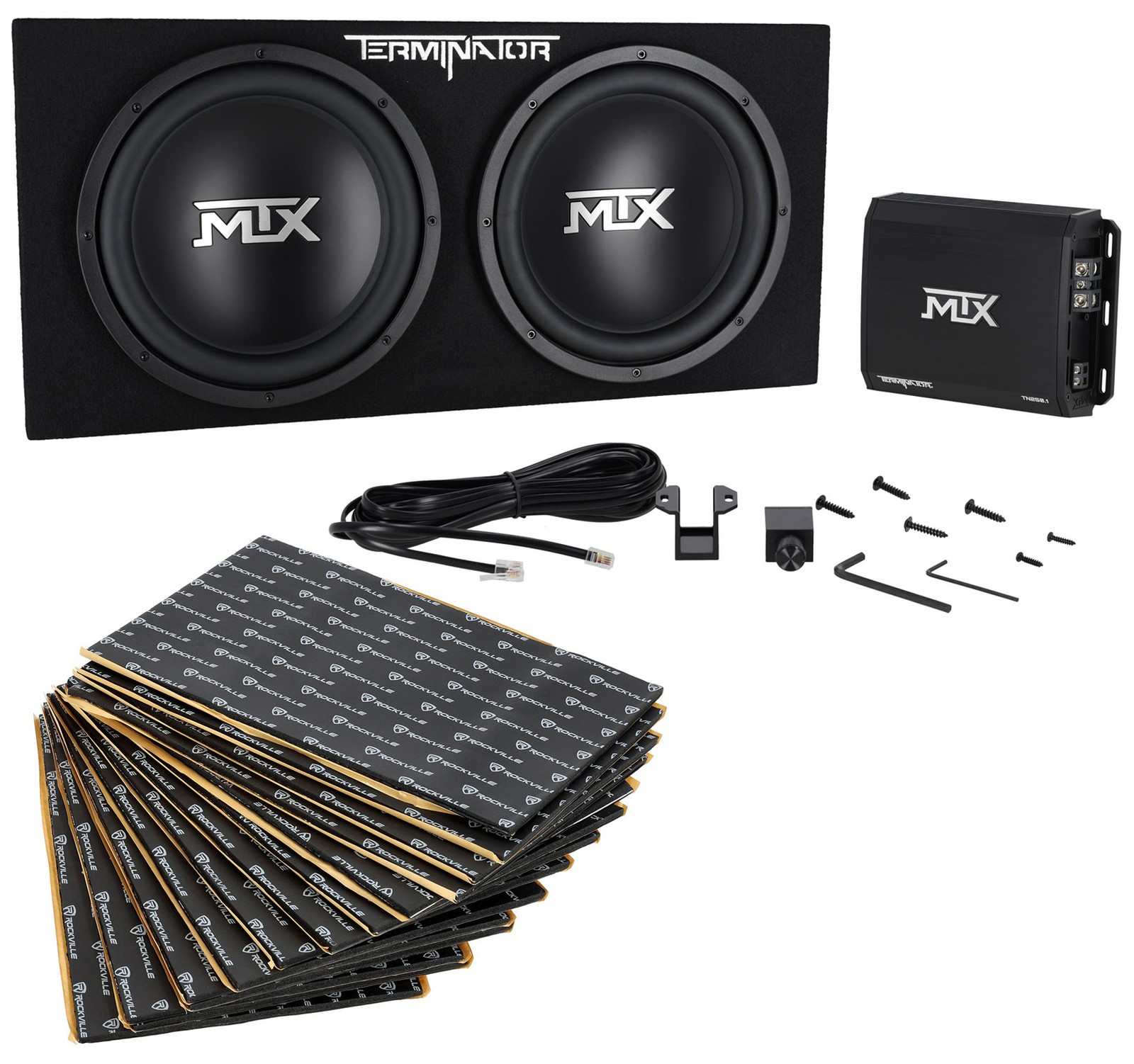 MTX Terminator TNP212D2 1200 Вт с двумя 12 сабвуферами + Саб-бокс + Усилитель + Rockmat