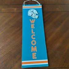 NFL Miami Dolphins Fans Welcome Wooden Sign 18  x 6  Man Cave Party Tailgate