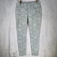 7 For All Mankind Womens Skinny Jeans Size 26 Floral Print Gray Stretch Denim