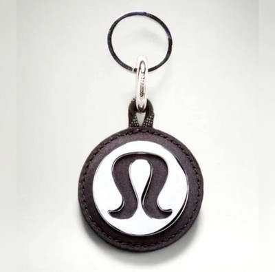Lululemon Keychain with Logo Bag Charm Black Silver Mirrored Sides Brand New NWT