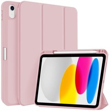 3-türige TPU Leder Hülle für iPad 2025/2022 mit rosa Stiftschlitz