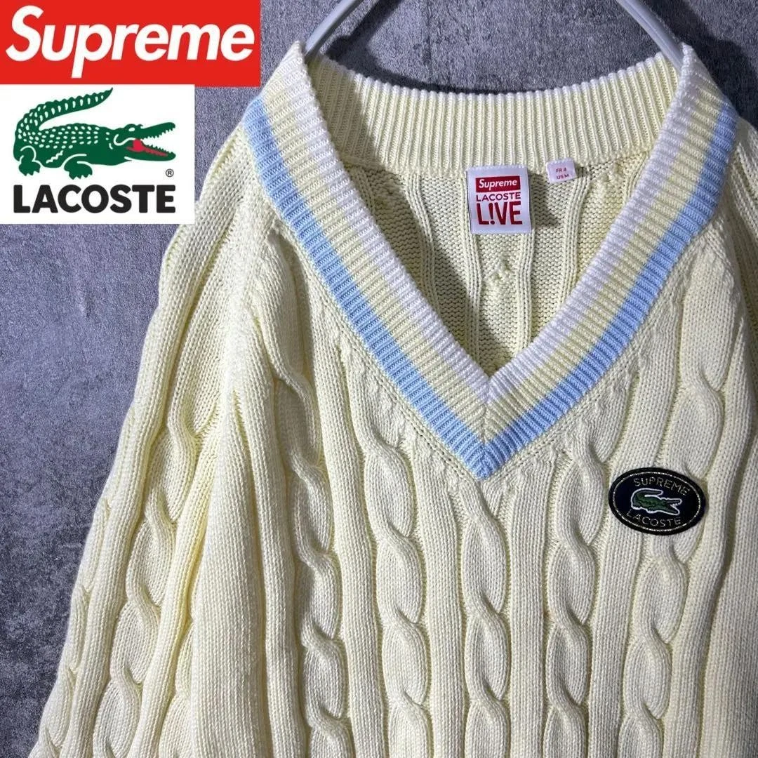 Pull Supreme Homme M Lacoste Collaboration Tricot Patchs Iconic Streetwear Rare