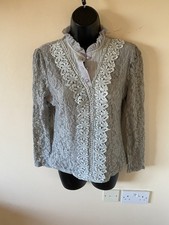 Grey Lace/frill Design Top Size S ( 2575)