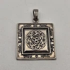 Vtg Sterling Silver Elvish Lord of the Rings LOTR Square Pendant 18.63g 27.8mm