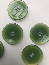 Pack Of 8 Clear Green Buttons 27mm Faux Glass Retro Vintage French Designer