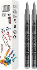 Silver Paint Marker Pens - 2 Pack Acrylic Permanent Marker, 0.7mm Extra Fine Tip