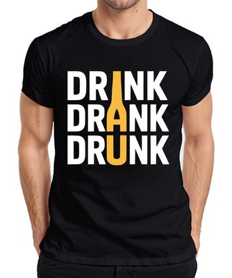 DRINK DRANK DRUNK bierflasche party saufen kneipe geschenk retro Herren T-Shirt
