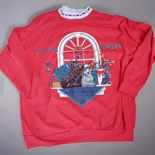 Vintage Scottish Terrier Christmas Crewneck Sweatshirt Adult M Red VINTAGE