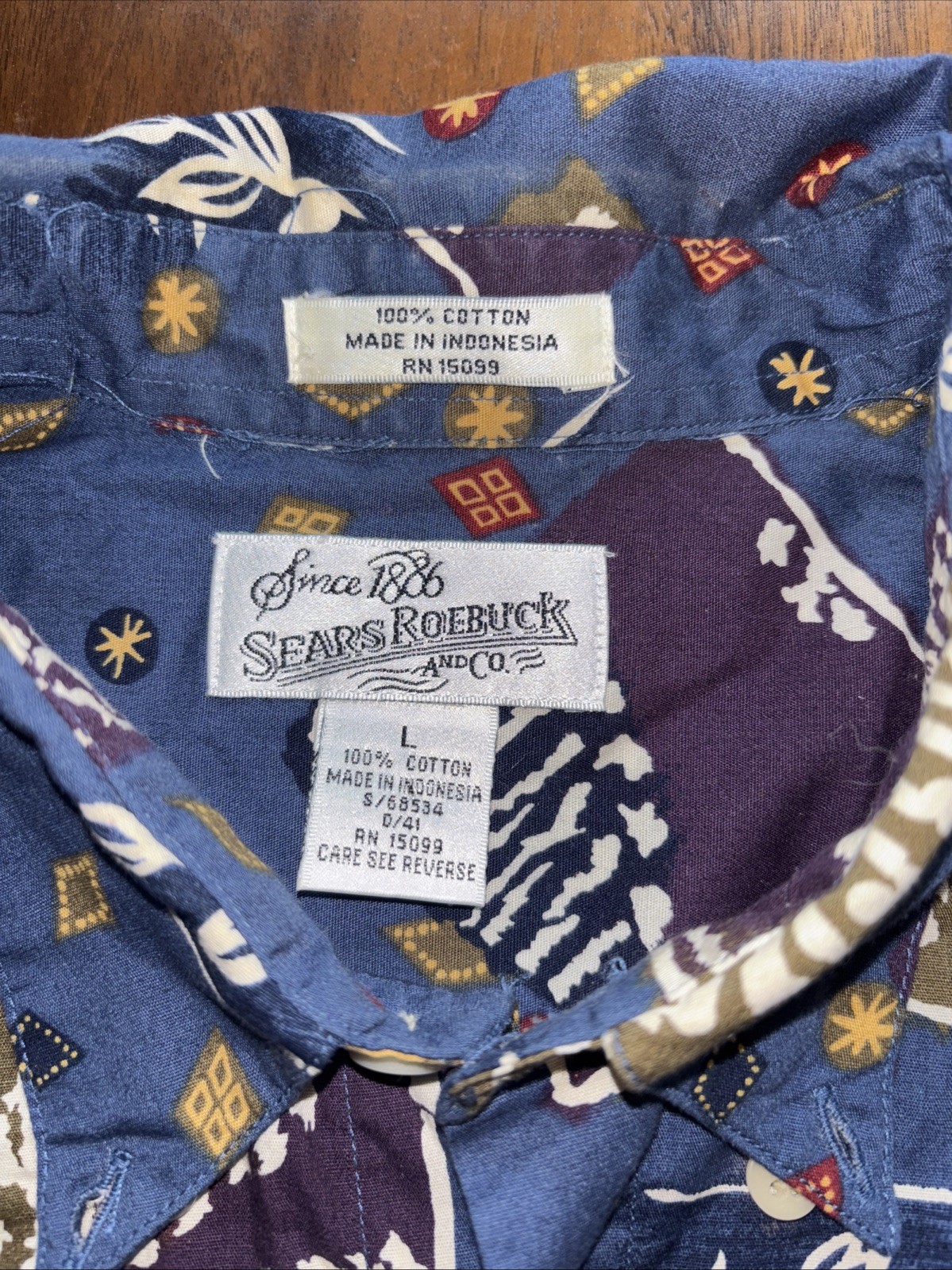 Mens   Sears  multicolor abstract   Button Cotton… - image 2