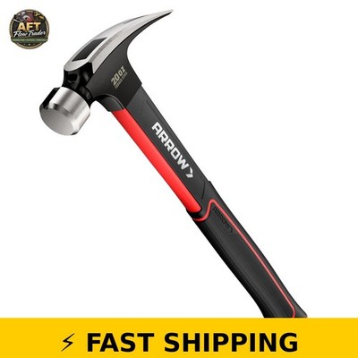 Arrow 20oz Claw Hammer with Magnetic Nail Holder, Fiberglass Handle