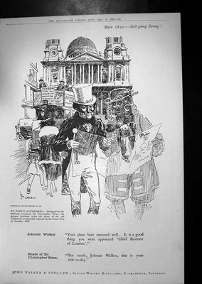 Antique Print 1923 Advertisement John Walker Scotch Whisky Paul'S Cathedral