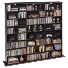 Uimoso 8-Tier Media Storage Cabinet with 24 Compartments, Brown DVD Organizer