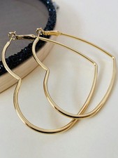 Big Heart Shaped Hoop Earrings Golden Party Valentine's Day Love Women Gift New