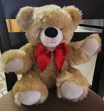 Steiff Original Knopf Im Ohr Teddy Bear Medium Champagne MPN 671302 Button Bow