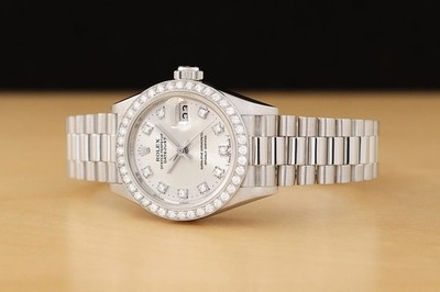 ROLEX LADIES DATEJUST 69136 SILVER FACTORY DIAMOND PLATINUM