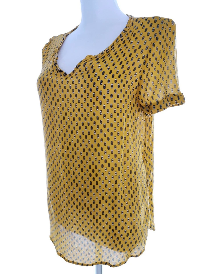 ✨ ESPRIT Womens Bluzka Geometryczny Żółty Krótki rękaw Wiskoza 100% 6/8 (34) ✨ - Image 4 of 4