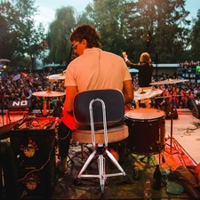 Drum Throne with Backrest, Height Adjustable Padded Seat Drum Stool