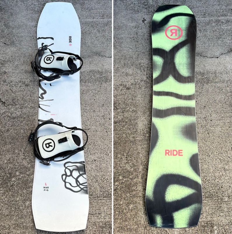 154cm RIDE Warpig Large Snowboard w/ Ride Revolt Bindings and Ogio board bag