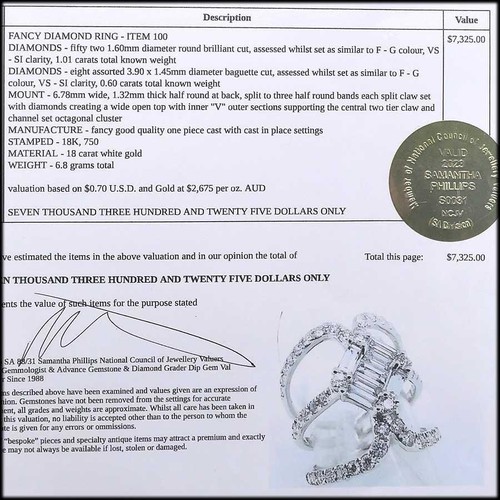 Openwork Solid 18k White GOLD ELABORATE 59 DIAMOND CLUSTER RING Val=$7325 Sz N - Picture 10 of 10
