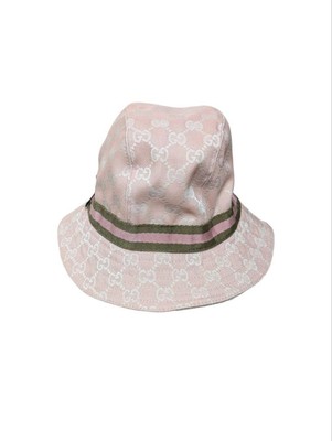 GUCCI Bucket Hat Interlocking GG Logo Pattern Light Pink Canvas