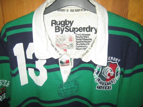 Superdry Rare Leicester Tigers Green/Navy Rugby Shirt Adult Size XXXL - RRP £100 - Picture 3 of 11
