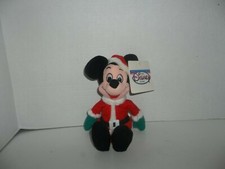 walt disney store christmas santa claus mickey bean bag with tags 9" tall