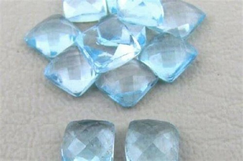Sky Blue Topaz Square Rose Cut 5mm To 12mm Natural Calibrated Loose Gemstone - 第 1/6 張圖片