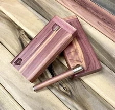 XL Aromatic Cedar Wood 4.5" Dugout Stashbox 3.5" Bat/One Hitter Pipe & Poker Set