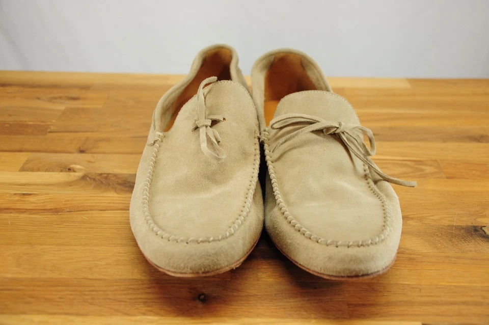 Brooks Brothers Made in Italy Light Brown Tan Suede Loafer Driving Mocs 12 - Image 2 of 4