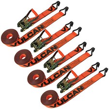 VULCAN PROSeries Ratchet Strap - Wire Hooks - 2"x15' - 4 Pack - 3300 lbs SWL