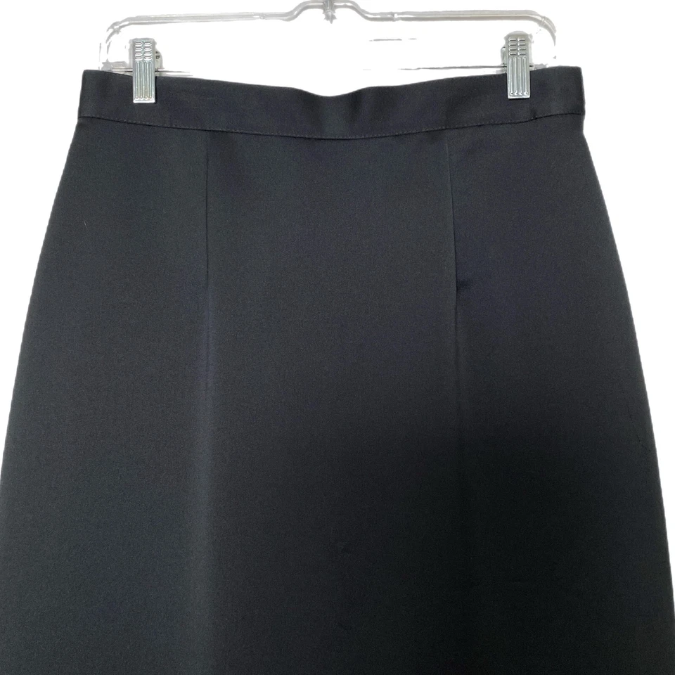 Vintage OLEG CASSINI Black Tie Maxi Skirt Long Slit Satin Lined Black Formal 12 - Image 3 of 4