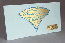 PRECUT 2 EDISON TRIUMPH & PATENT WATER SLIDE DECALS FOR PHONOGRAPH HORN 