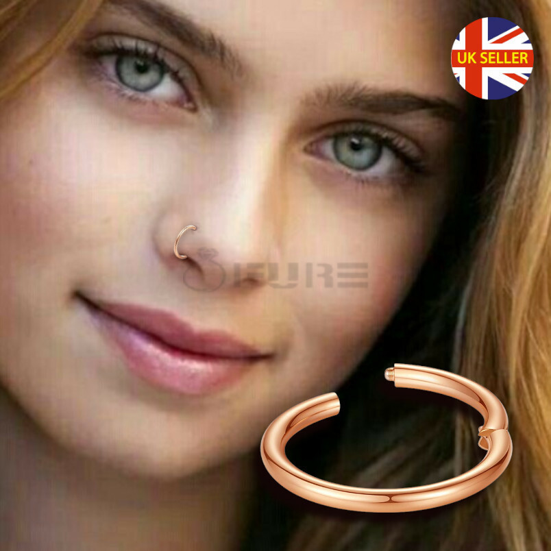 Cartilage Hoop Real Rose Gold Nose Ring Rose Gold PVD High