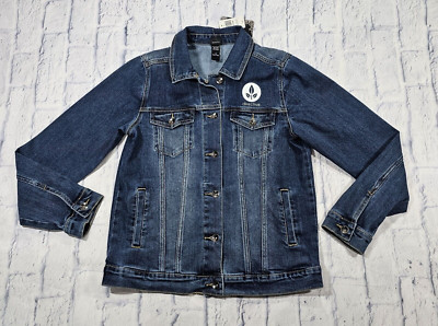 Disney WOMENS LARGE Pixar Wall-E Jean Jacket Denim Medium Wash EVE Directive