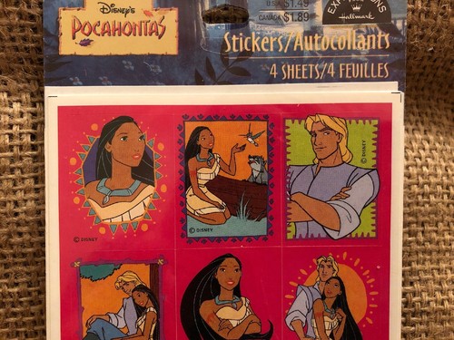 Adesivi vintage Hallmark Expressions Disney Pocahontas 4 fogli nuovi con scatola nuovi oop Htf - Foto 2 di 6