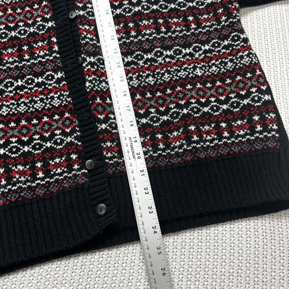 Cárdigan geométrico vintage para mujer grande negro Fair Isle suéter casa de campo EE. UU. Foto 4 de 4