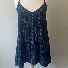Mimi Chica V-Neck Slip Dress Womens Medium Blue Geo Print Boho Coastal Cowgirl