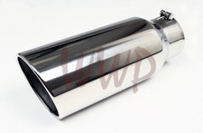 Polished Stainless Bolt On Angle Cut Roll Exhaust Tip 3.5inlet 5outlet 12long