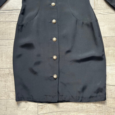 Vintage Young Edwardian Black 80s Retro Goth Grunge Sheath Dress