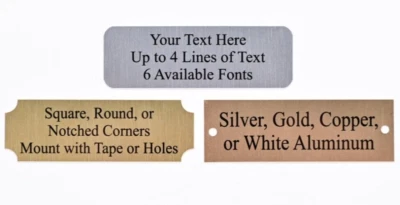 CUSTOM ENGRAVIGN SERVICES 1" x 3" Custom Engraved Sublimation Aluminum Plate Plaque Name Tag Trophy Flag