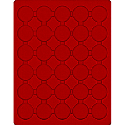 LINDNER-2537E-Velourseinlagen-Tableaus-Hellrot-30x-runde-Fächer-37,5-mm
