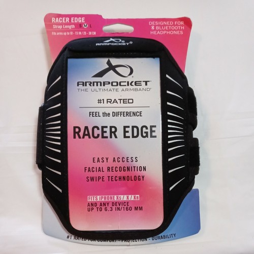 Armpocket Racer Edge Armband (fits up to 6.3" Phone) - Black and Sliver - 第 1/5 張圖片