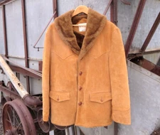 Vintage SCHOTT Bros. Rancher Western Men's Winter Leather Suede Coat Size 42